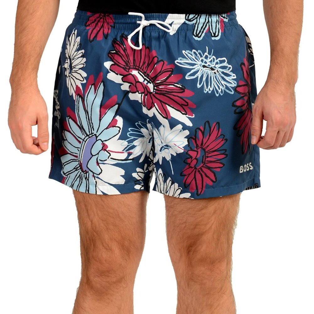 Hugo Boss Men's "Piranha" Floral Print Swim Board Shorts US XL IT 54